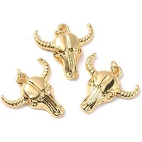 Pendentif en laiton Rack Plating vache avec anneau, plaqué or 18K