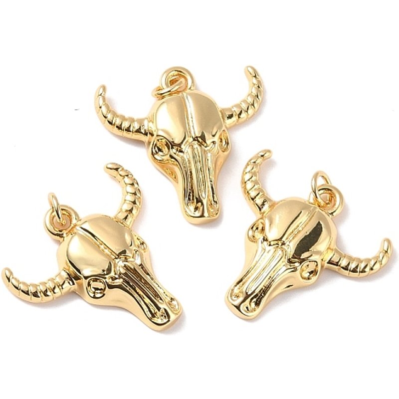 Rack Plating Brass Cow Pendant with Jump Ring, 18K Gold Plated — Charms & Pendants