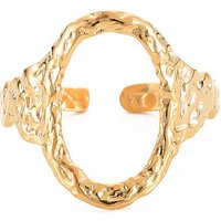 Ion Plating 304 Stainless Steel Open Oval Wide Cuff Ring for Women — Costume Jewelry
