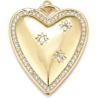 Brass Micro Pave Cubic Zirconia Heart Pendant, 18K Gold Plated — Charms & Pendants