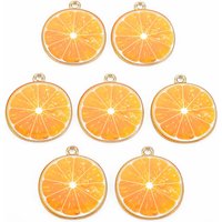 Pendentif en Émail d'Alliage Doré Clair en Tranche d'Orange