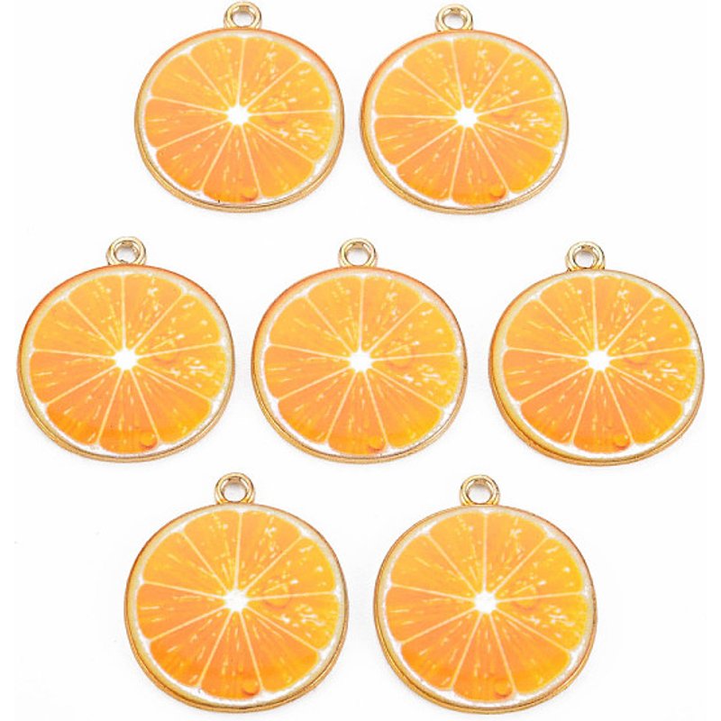 Pendentif en Émail d'Alliage Doré Clair en Tranche d'Orange — Breloques et pendentifs