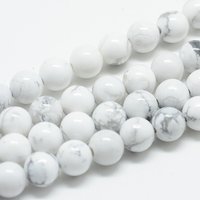 Brins de perles de howlite naturelle, rondes, 6 mm, 63 pcs/brin — Perles à bijoux