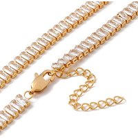 Collier Tennis en Zircon Cubique Doré et Transparent pour Femmes