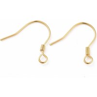 925 Sterling Silver Earring Hooks with Horizontal Loops, Gold Plated — Jewelry Findings