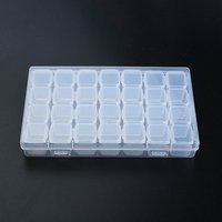 Conteneur de rangement pour perles en PP rectangulaire avec couvercle articulé et 28 grilles