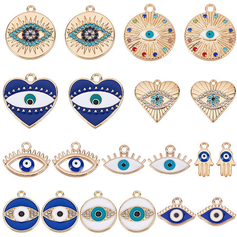 Sunnyclue 40Pcs Charms Œil Malin et Pendentifs Main de Hamsa pour Création de Bijoux — Breloques et pendentifs
