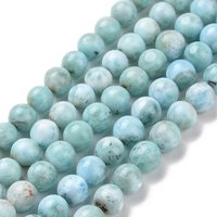 Fils de perles rondes en larimar naturel, grade AB, 6-7mm, trou de 0.7mm — Perles à bijoux