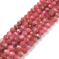 Fils de perles de rhodonite naturelle, facettées, rondes, 4mm, 93-94pcs — Perles à bijoux