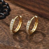 Clear Cubic Zirconia Huggie Hoop Earrings in 18K Gold Plated Brass