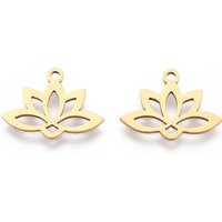 Pendentif Lotus en Acier Inoxydable 201, Plaqué Or 18K, Découpe Laser