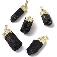 Pendants en tourmaline noire naturelle avec attaches en laiton