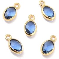 Pendentif ovale en laiton et verre écologique, plaqué or 18K