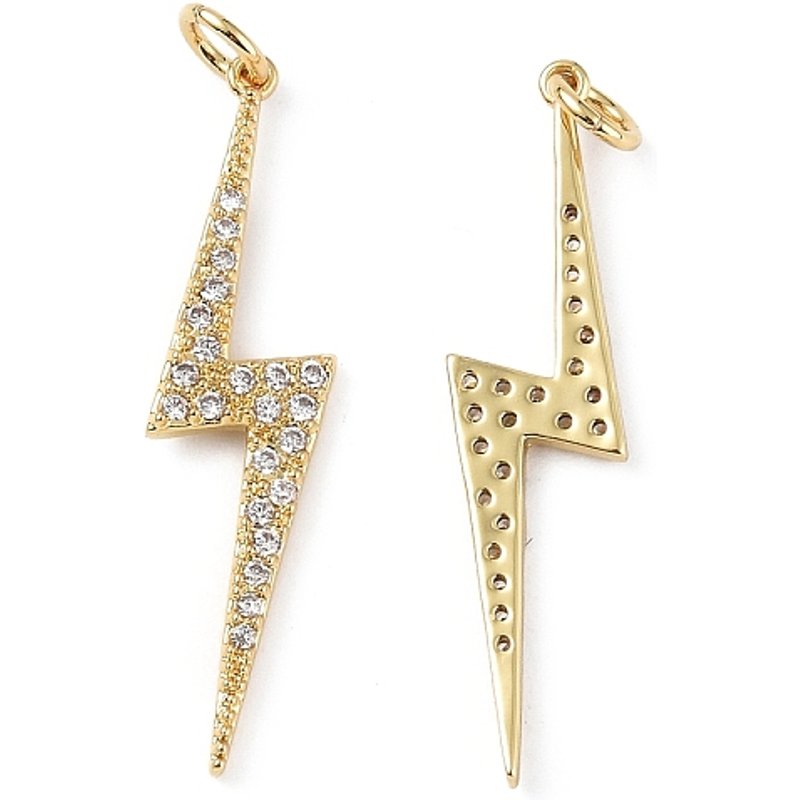 Brass Micro Pave Clear Cubic Zirconia Bolt Lightning Charms — Charms & Pendants