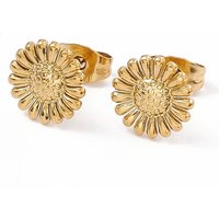 Boucles d'oreilles en acier inoxydable 304 avec plaquage ionique en forme de tournesol — Boucles D'oreilles