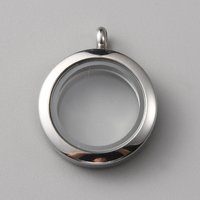 304 Stainless Steel Double-Sided Locket Pendant with Glass — Charms & Pendants