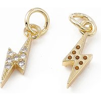 Brass Micro Pave Cubic Zirconia Lightning Bolt Charms with Jump Ring — Charms & Pendants