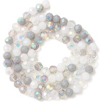 Brins de perles en verre électroplaqué, facettées, couleur AB moitié, WhiteSmoke — Perles à bijoux