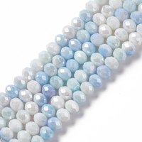 Faceted Electroplated Glass Beads Strands, Light Sky Blue, 62-63pcs — Jewelry Beads