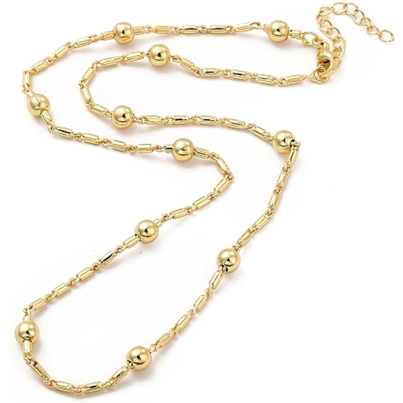 Collier Chaîne Satellite en Laiton Rack Plating pour Femmes, Plaqué Or 18K — Collier pendentif
