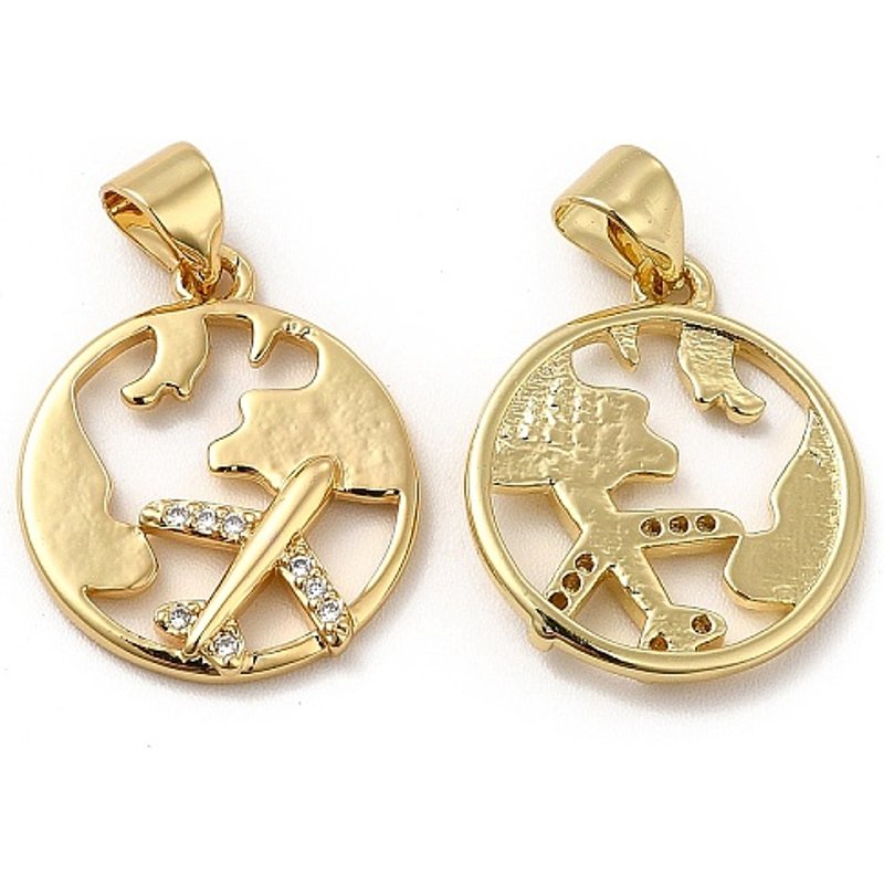 Eco-friendly 18K Gold Plated Earth & Plane Charm Pendant — Charms & Pendants