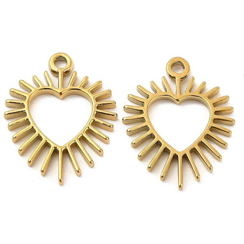 Ion Plating 304 Stainless Steel Heart Charm Pendant, Golden — Charms & Pendants