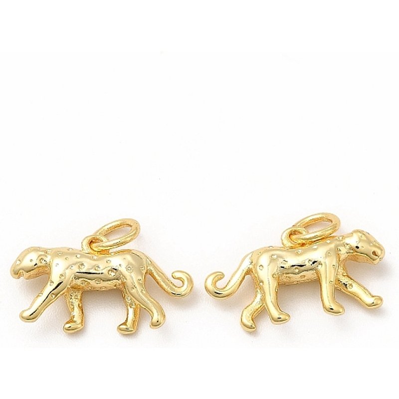 Pendentif Cheetah de Rack Plating, Plaqué Or 18K, Sans Cadmium ni Plomb — Breloques et pendentifs