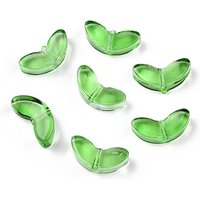 Spray Painted Transparent Glass Beads, Leaf, Lime Green — Jewelry Beads