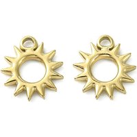 304 Stainless Steel Sun Charms with 14K Gold Plating — Charms & Pendants