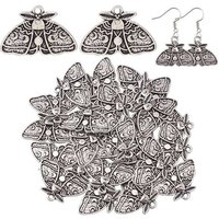 30 Pcs Pendentifs en Alliage de Style Tibétain avec Moth et Phase de Lune