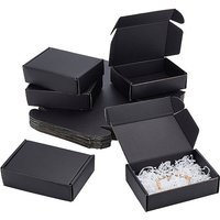 Boîte d'expédition en carton pliable noire, rectangulaire, 15.3x10.4x4.3cm — Boîte à bijoux