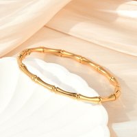 304 Stainless Steel Bamboo Joint Hinged Bangle - Golden — Bracelet Women