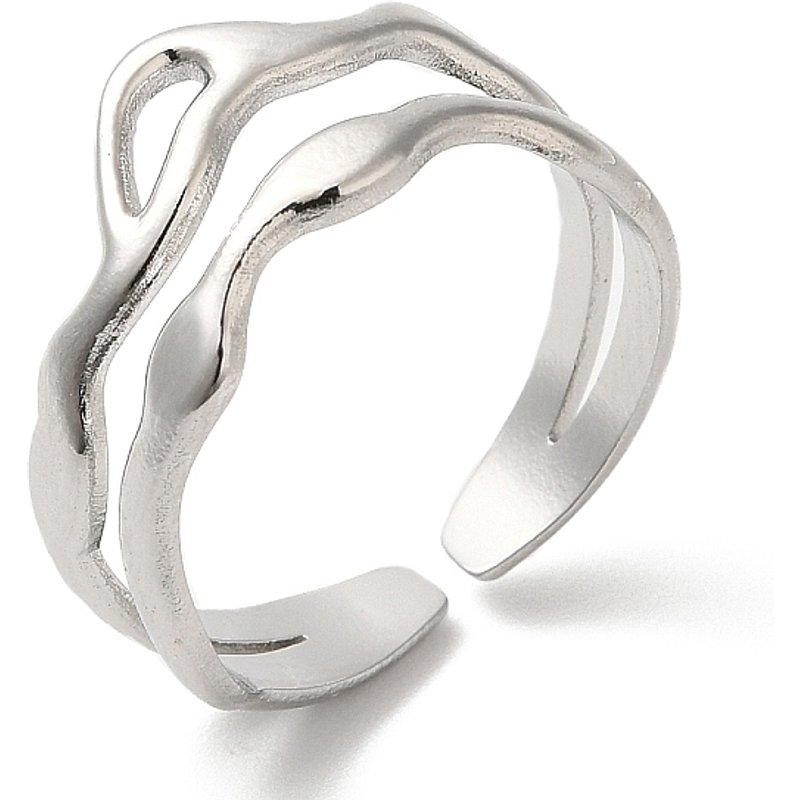 Bague ouverte en acier inoxydable 304 en forme de vague pour femmes — Bijoux fantaisie