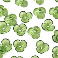 Capsules de Perles Acryliques Transparentes, Fleur à 3 Pétales, Vert Jaune — Perles à bijoux