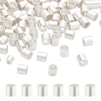 100Pcs Perles à Crimp en Argent Sterling 925, Tube, 2x2mm, Trou 1.4mm