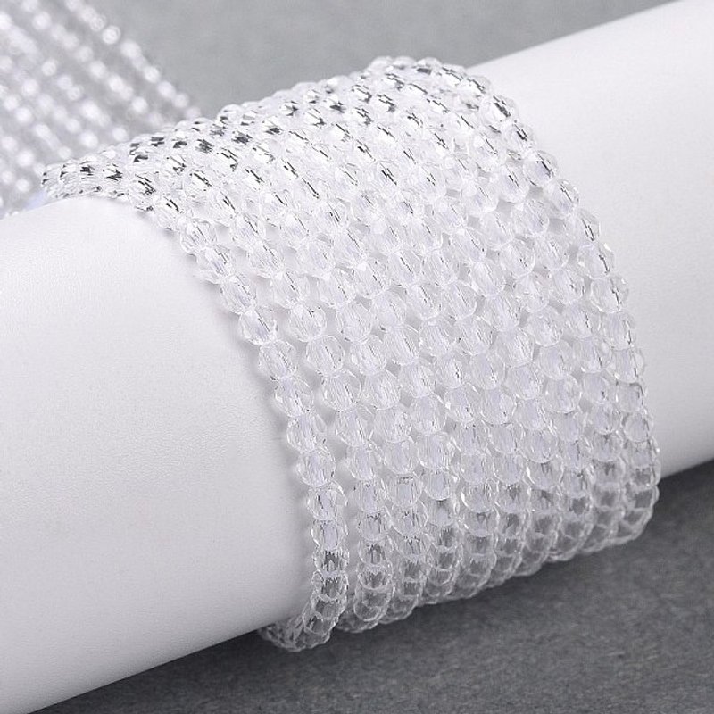 Brins de perles en verre transparent, rond facetté, clair, 2mm — Perles à bijoux