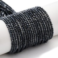 Fils de perles en verre électroplaqué, rond facetté, noir — Perles à bijoux