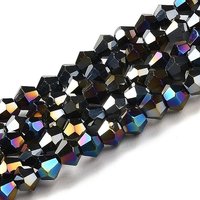 Transparent Electroplate Glass Beads Strands, Black, 4x4mm — Jewelry Beads