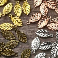 40 Pcs Mixed Color Leaf Alloy Charms - 4 Colors — Charms & Pendants