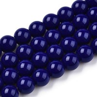 Brins de Perles en Verre Opaque Bleu Foncé, Ronds, 8-8.5mm