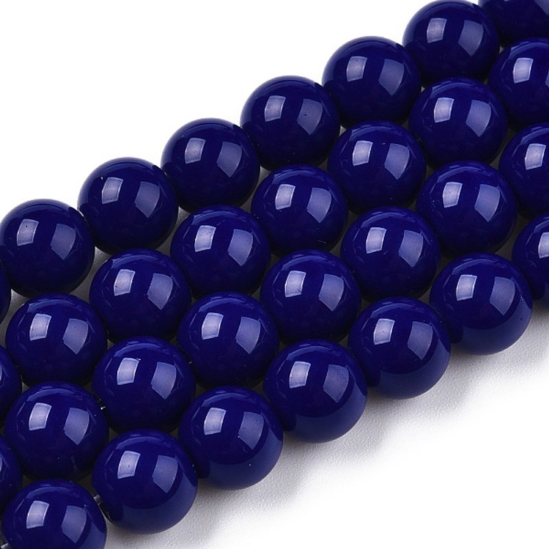 Opaque Dark Blue Glass Beads Strands, Round, 8-8.5mm — Jewelry Beads