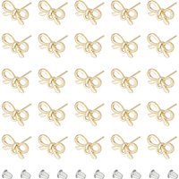 Dicosmetic 50Pcs Bowknot Stud Earring Findings with Ear Nuts — Jewelry Findings