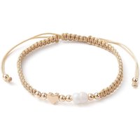 Bracelet Ajustable en Laiton et Perles Naturelles Tressées — Bracelet Femme