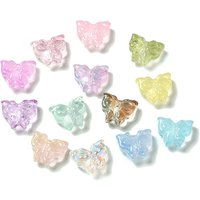 Perle en Verre Transparent, Papillon, Couleurs Mélangées, 12x15x6mm — Perles à bijoux