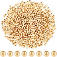 Perles Espacées Rondes en Laiton, Plaquées Or 18K, 3mm, 600pcs