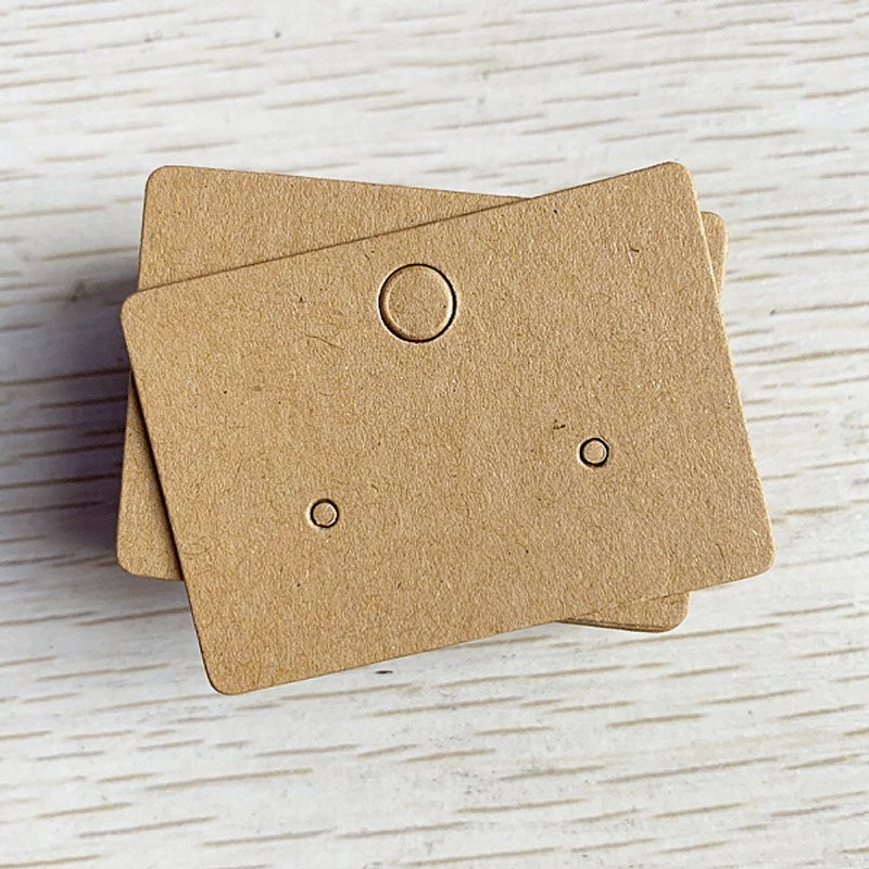 Cartes d'affichage pour boucles d'oreilles en papier kraft, rectangle, 100pcs/sac
