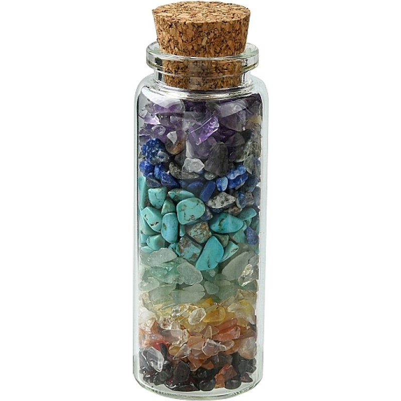 Décoration de Bouteille en Verre avec Gemmes de Chakra — Décoration murale