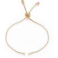 Rack Plating Adjustable Brass Slider Bracelet with Cubic Zirconia