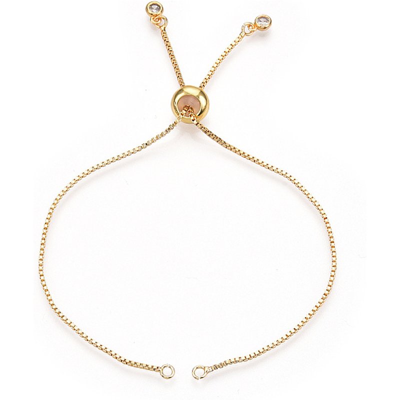Bracelet Ajustable en Laiton avec Glissière Rack Plating et Zirconia Cubique — Outils de création de bijoux