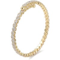 Brass Micro Pave Cubic Zirconia Cuff Bangles - 18K Gold Plated — Bracelet Women